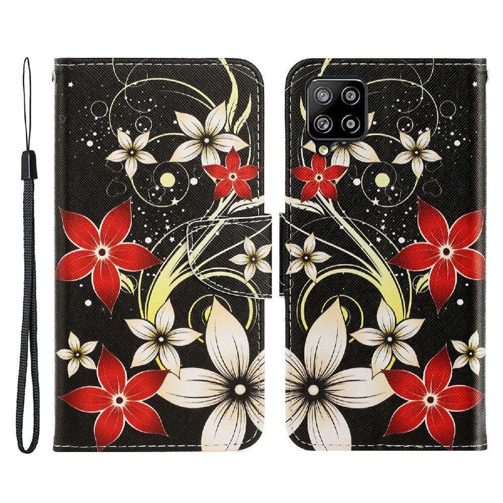 Mønstertryk Design Premium PU Læder Magnetisk Klap Flip Folio Beskyttende Pung Stander Cover til Samsung Galaxy A22 4G (EU Version)