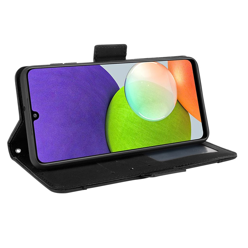 Wallet Stand Leather Phone Case Cover with Multiple Card Slots for Samsung Galaxy A22 4G (EU Version)