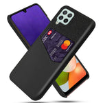 Stødsikkert Hybridtelefoncover med Stoftekstur og Kortlomme til Samsung Galaxy A22 4G (EU-version)
