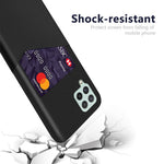 Stødsikkert Hybridtelefoncover med Stoftekstur og Kortlomme til Samsung Galaxy A22 4G (EU-version)