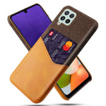 Stødsikkert Hybridtelefoncover med Stoftekstur og Kortlomme til Samsung Galaxy A22 4G (EU-version)