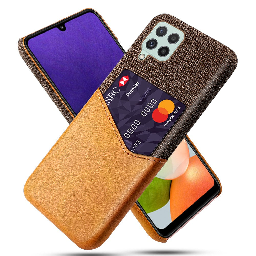 Stødsikkert Hybridtelefoncover med Stoftekstur og Kortlomme til Samsung Galaxy A22 4G (EU-version)