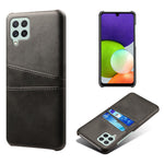 Anti-Drop PU-læderbelagt hårdt PC-cover med dobbelte kortlommer designet til Samsung Galaxy A22 4G (EU-version)