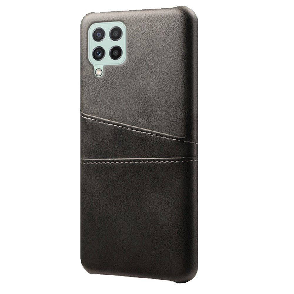 Anti-Drop PU-læderbelagt hårdt PC-cover med dobbelte kortlommer designet til Samsung Galaxy A22 4G (EU-version)