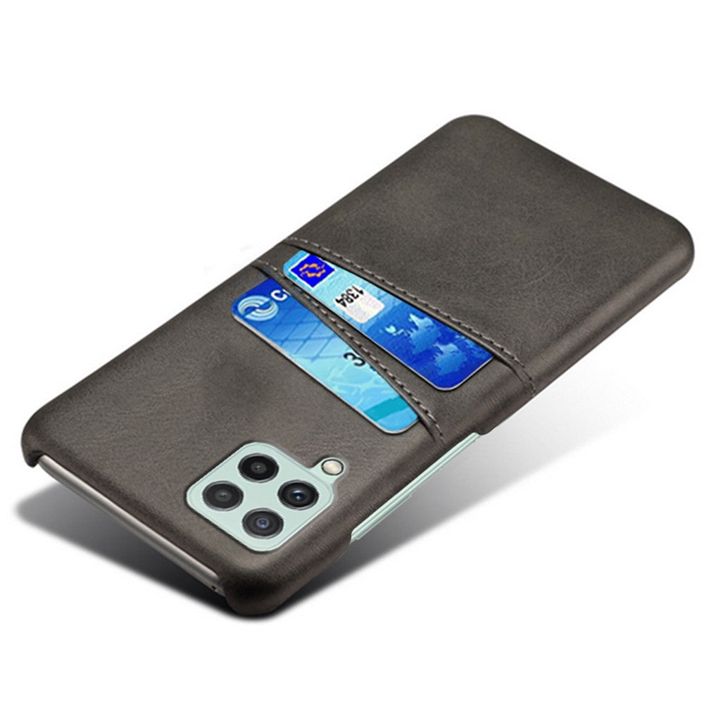 Anti-Drop PU-læderbelagt hårdt PC-cover med dobbelte kortlommer designet til Samsung Galaxy A22 4G (EU-version)