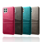 Anti-Drop PU-læderbelagt hårdt PC-cover med dobbelte kortlommer designet til Samsung Galaxy A22 4G (EU-version)