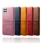 Anti-Drop PU-læderbelagt hårdt PC-cover med dobbelte kortlommer designet til Samsung Galaxy A22 4G (EU-version)