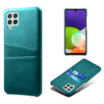 Anti-Drop PU-læderbelagt hårdt PC-cover med dobbelte kortlommer designet til Samsung Galaxy A22 4G (EU-version)