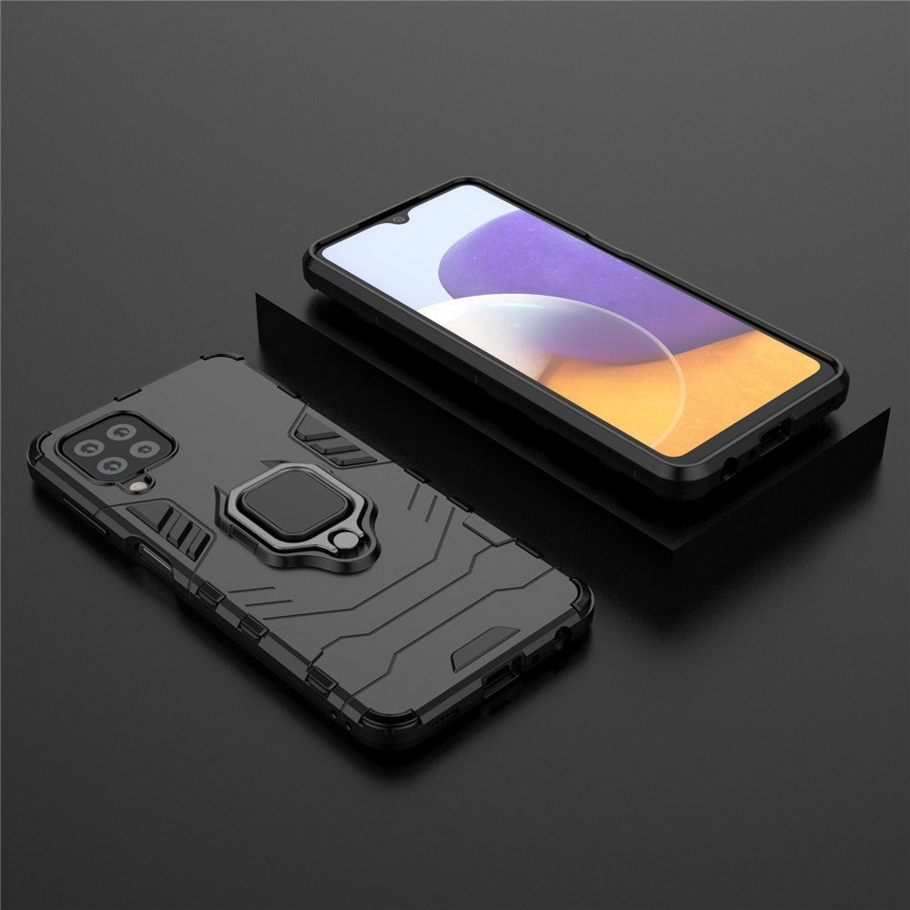 PC TPU Hybrid Phone Case Cover with Ring Holder Kickstand for Samsung Galaxy A22 4G (EU Version)