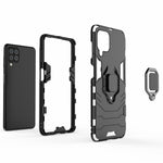 PC TPU Hybrid Phone Case Cover with Ring Holder Kickstand for Samsung Galaxy A22 4G (EU Version)