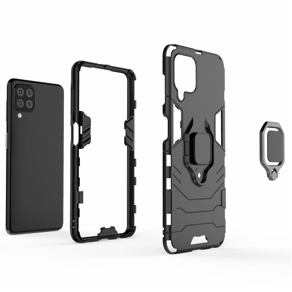 PC TPU Hybrid Phone Case Cover with Ring Holder Kickstand for Samsung Galaxy A22 4G (EU Version)