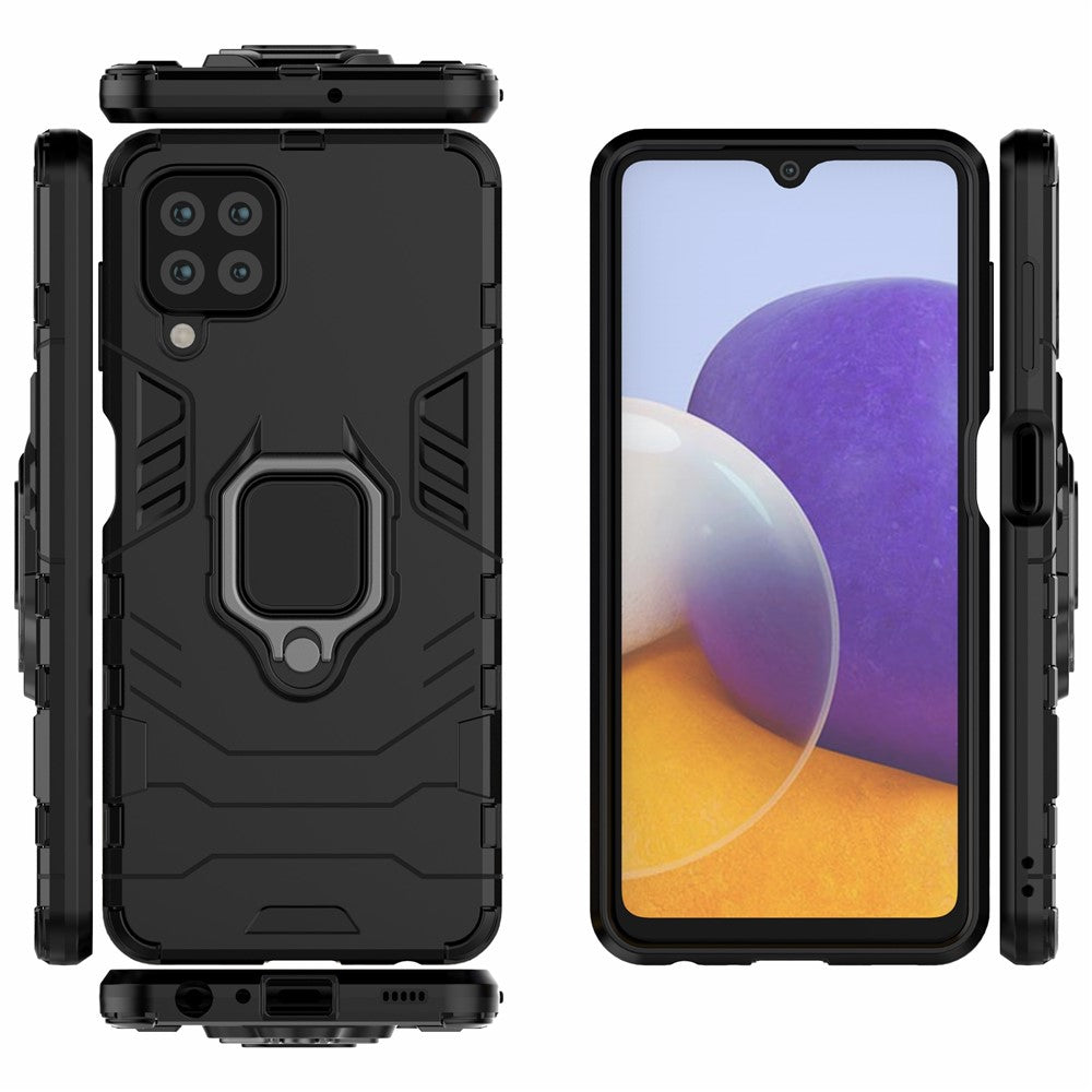 PC TPU Hybrid Phone Case Cover with Ring Holder Kickstand for Samsung Galaxy A22 4G (EU Version)