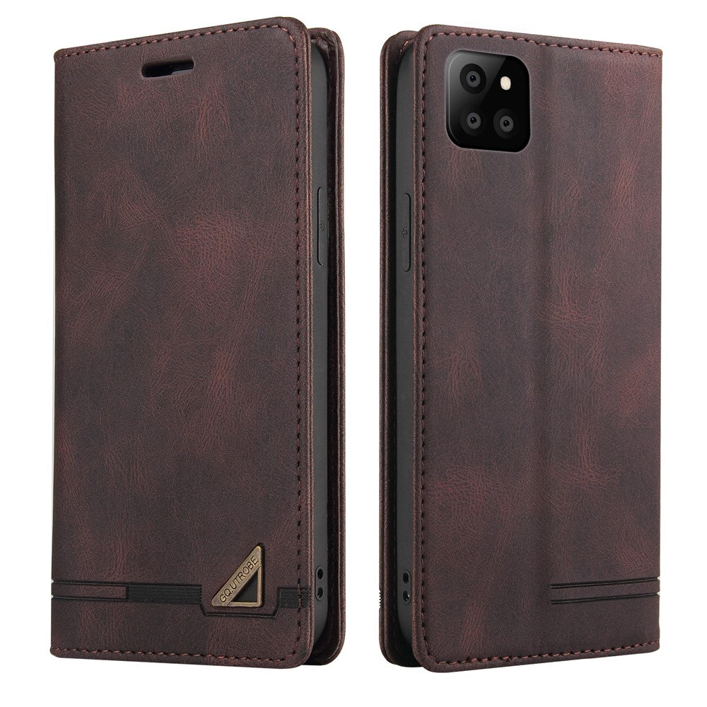 GQ.UTROBE Auto-absorbed Leather Wallet Phone Case with Anti-theft Swiping Design for Samsung Galaxy A22 5G (EU Version)