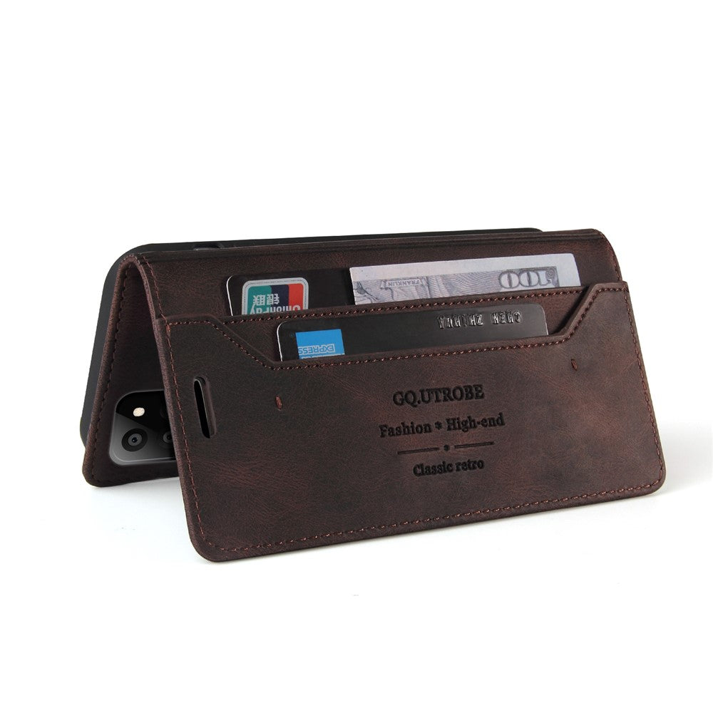GQ.UTROBE Auto-absorbed Leather Wallet Phone Case with Anti-theft Swiping Design for Samsung Galaxy A22 5G (EU Version)