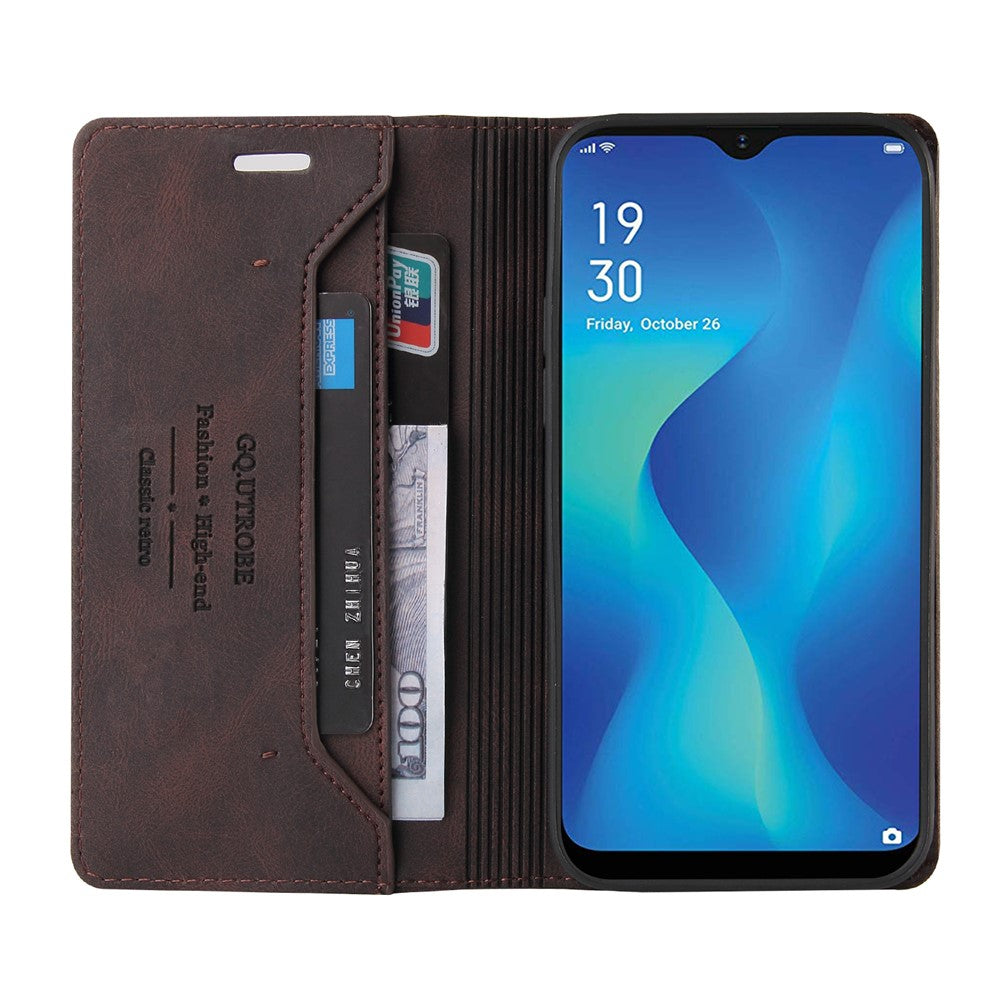 GQ.UTROBE Auto-absorbed Leather Wallet Phone Case with Anti-theft Swiping Design for Samsung Galaxy A22 5G (EU Version)