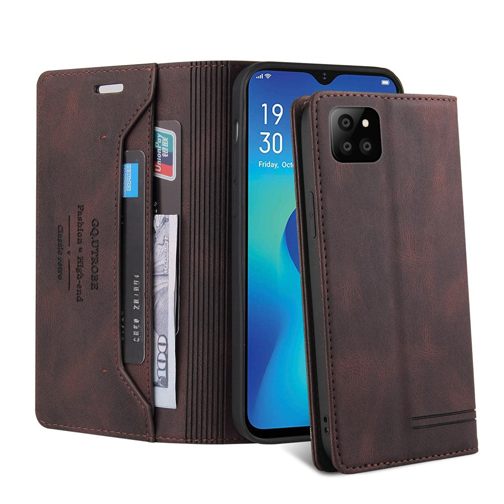 GQ.UTROBE Auto-absorbed Leather Wallet Phone Case with Anti-theft Swiping Design for Samsung Galaxy A22 5G (EU Version)