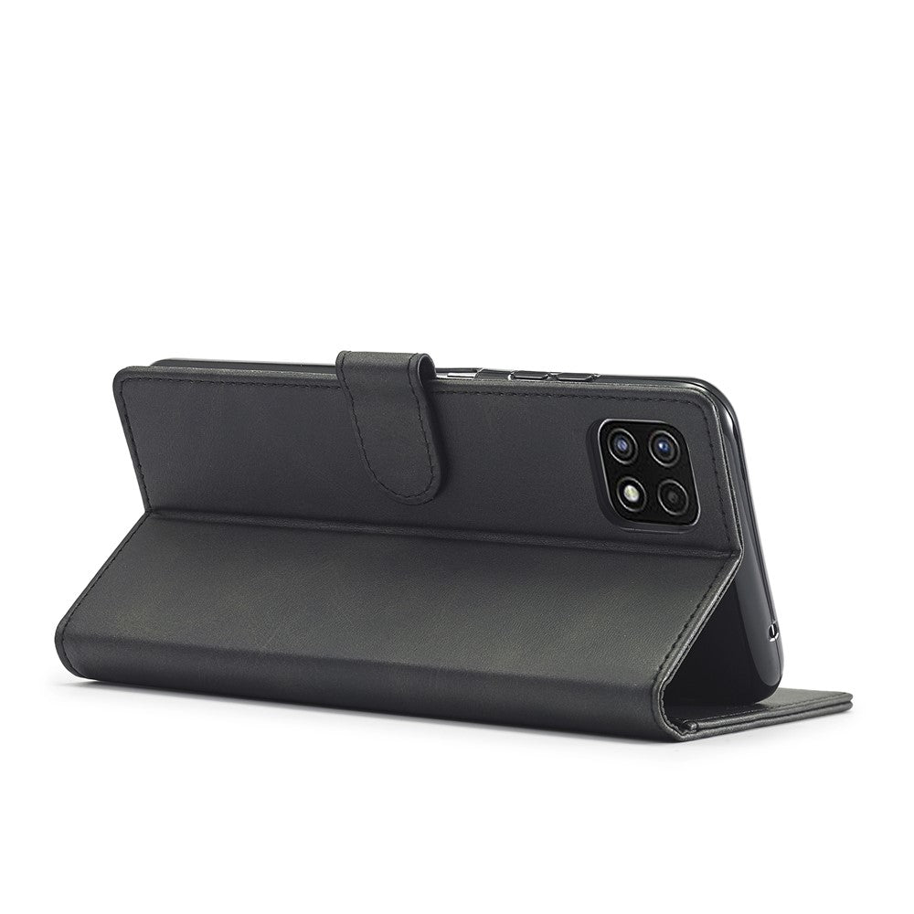 LC.IMEEKE Fuld Beskyttelse Pungdesign Læder Telefon Stand Etui til Samsung Galaxy A22 5G (EU Version)