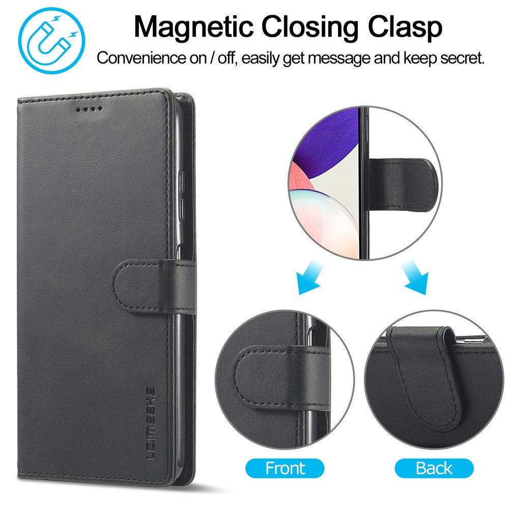 LC.IMEEKE Fuld Beskyttelse Pungdesign Læder Telefon Stand Etui til Samsung Galaxy A22 5G (EU Version)