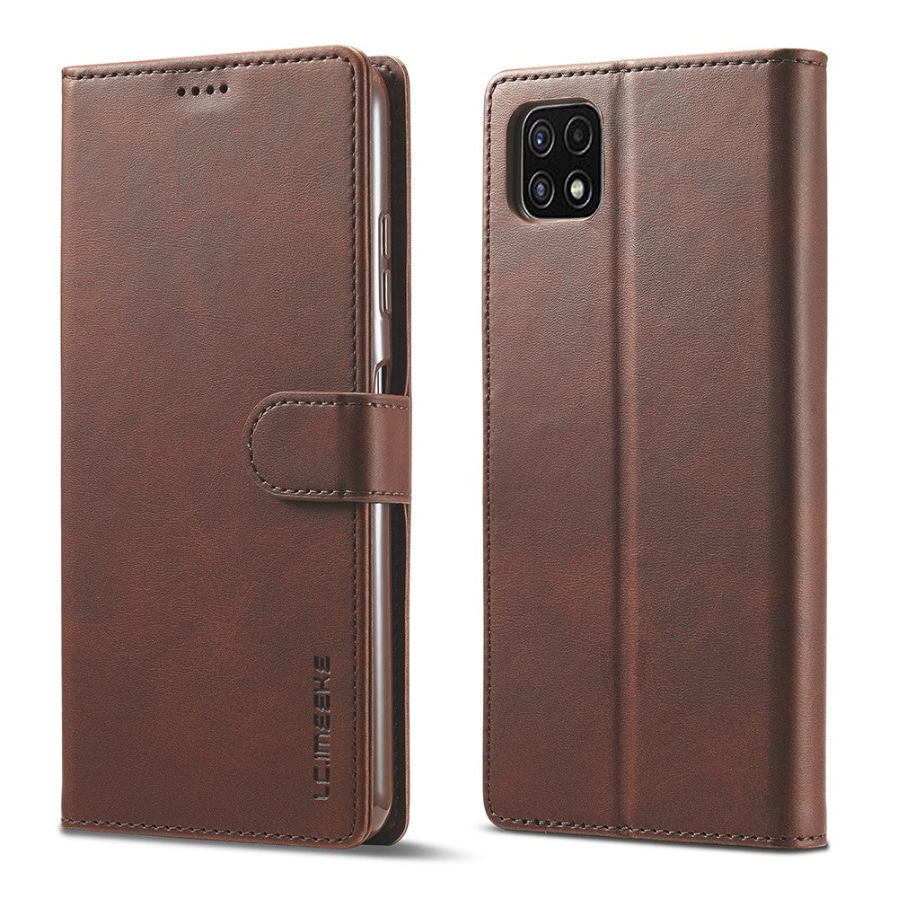 LC.IMEEKE Fuld Beskyttelse Pungdesign Læder Telefon Stand Etui til Samsung Galaxy A22 5G (EU Version)