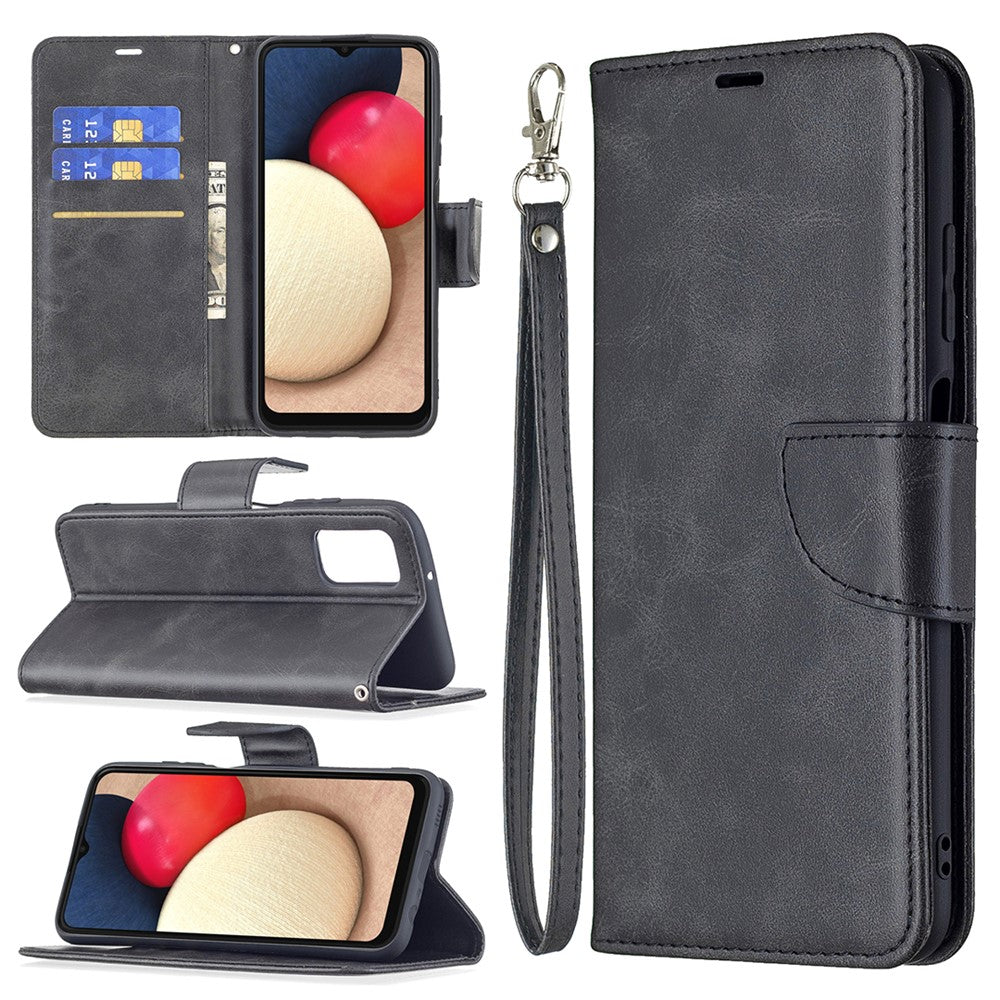 Pure Color Leather Wallet Case with Stand Design for Samsung Galaxy A03s (166.5mm)