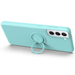 Solid Color Liquid Silicone Phone Protective Shell with Strap and Kickstand for Samsung Galaxy S21 5G/4G