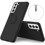 Flydende silikone-ring-kickstand-design telefonbeskyttelsescover med strop til Samsung Galaxy S21+ 5G