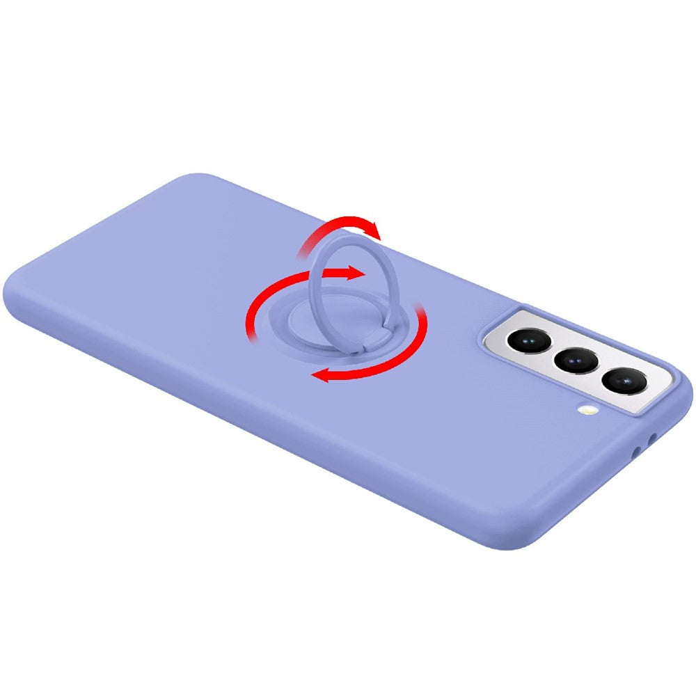 Flydende silikone-ring-kickstand-design telefonbeskyttelsescover med strop til Samsung Galaxy S21+ 5G