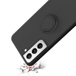 Flydende silikone-ring-kickstand-design telefonbeskyttelsescover med strop til Samsung Galaxy S21+ 5G