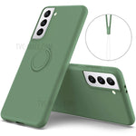 Liquid Silicone Ring Kickstand Design Phone Protective Shell with Strap for Samsung Galaxy S21+ 5G
