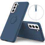 Flydende silikone-ring-kickstand-design telefonbeskyttelsescover med strop til Samsung Galaxy S21+ 5G