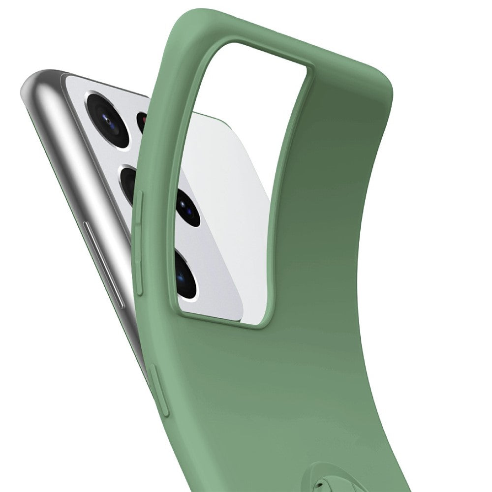 Ring Kickstand Design Soft Liquid Silicone Phone Protective Shell with Strap for Samsung Galaxy S21 Ultra 5G