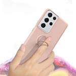 Ring Kickstand Design Soft Liquid Silicone Phone Protective Shell with Strap for Samsung Galaxy S21 Ultra 5G