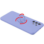 Ring Kickstand Design Plain Liquid Silicone Phone Protective Shell with Strap for Samsung Galaxy A32 4G (EU Version)