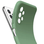 Ring Kickstand Design Plain Liquid Silicone Phone Protective Shell with Strap for Samsung Galaxy A32 4G (EU Version)