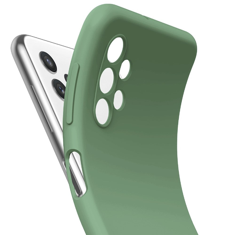 Ring Kickstand Design Plain Liquid Silicone Phone Protective Shell with Strap for Samsung Galaxy A32 4G (EU Version)
