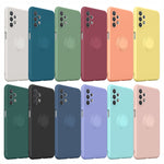Ring Kickstand Design Plain Liquid Silicone Phone Protective Shell with Strap for Samsung Galaxy A32 4G (EU Version)