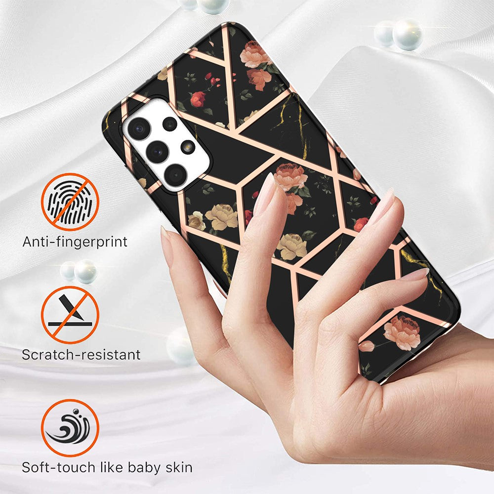 Flower Pattern 2.0mm IMD IML Electroplating Marble Cover Shell TPU Phone Case for Samsung Galaxy A32 5G/M32 5G