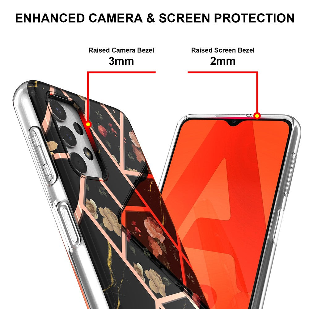 Flower Pattern 2.0mm IMD IML Electroplating Marble Cover Shell TPU Phone Case for Samsung Galaxy A32 5G/M32 5G
