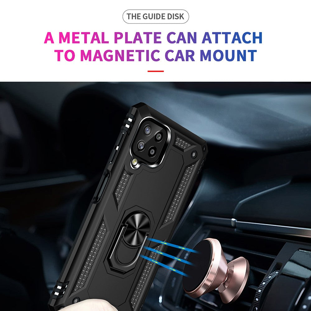 PC + TPU Combo Hybrid Phone Shell Drop-resistant Cover with Ring Kickstand for Samsung Galaxy A22 4G (EU Version)