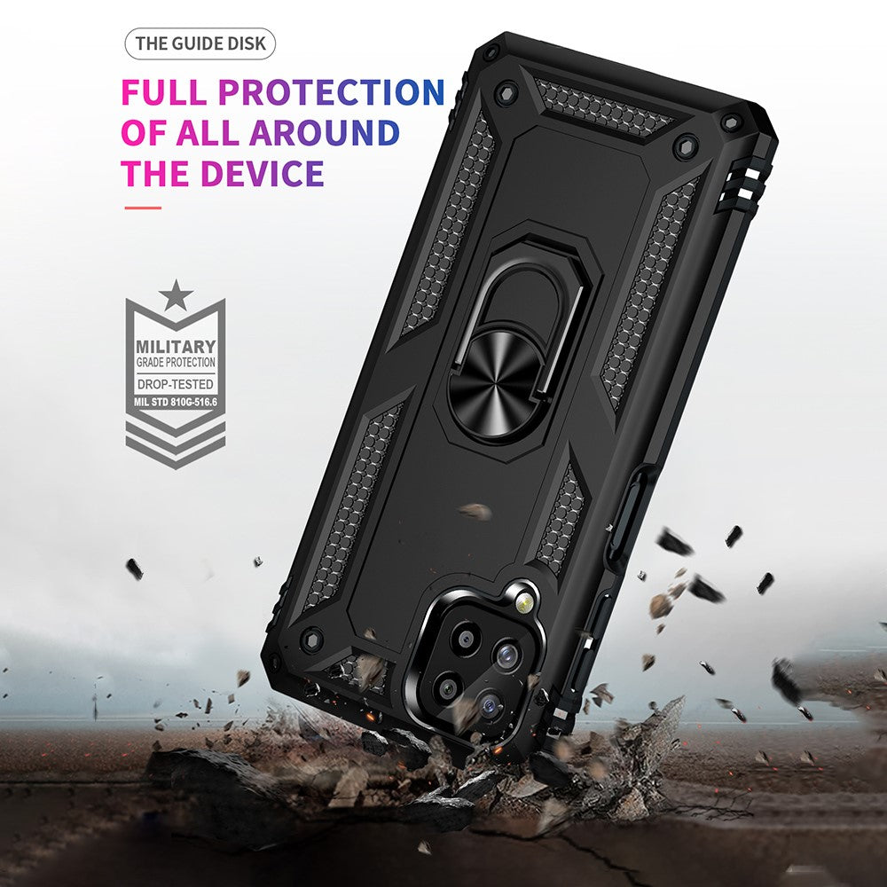 PC + TPU Combo Hybrid Phone Shell Drop-resistant Cover with Ring Kickstand for Samsung Galaxy A22 4G (EU Version)