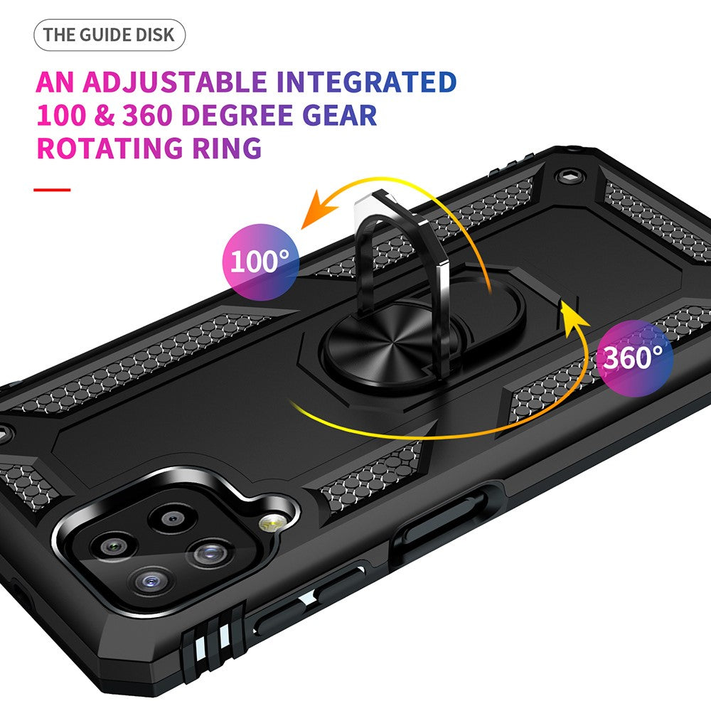PC + TPU Combo Hybrid Phone Shell Drop-resistant Cover with Ring Kickstand for Samsung Galaxy A22 4G (EU Version)
