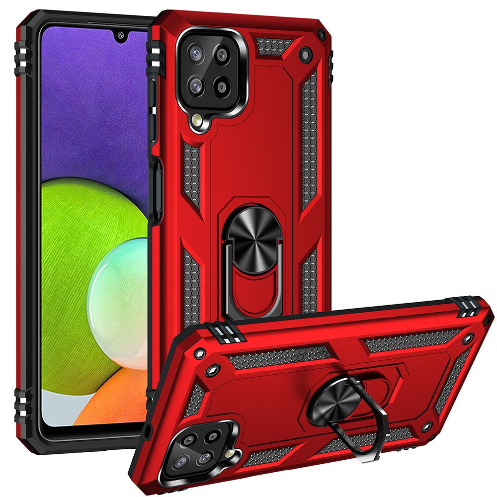 PC + TPU Combo Hybrid Phone Shell Drop-resistant Cover with Ring Kickstand for Samsung Galaxy A22 4G (EU Version)