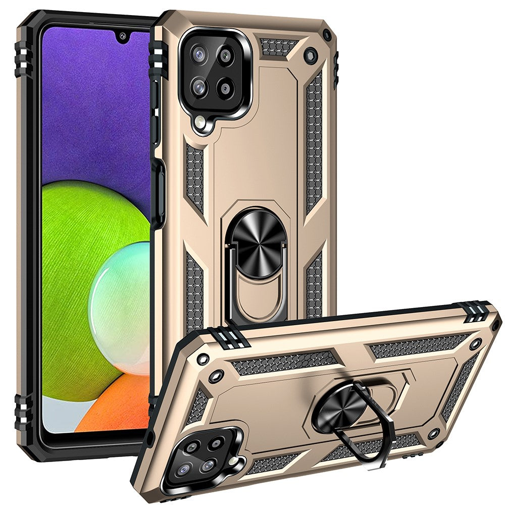 PC + TPU Combo Hybrid Phone Shell Drop-resistant Cover with Ring Kickstand for Samsung Galaxy A22 4G (EU Version)