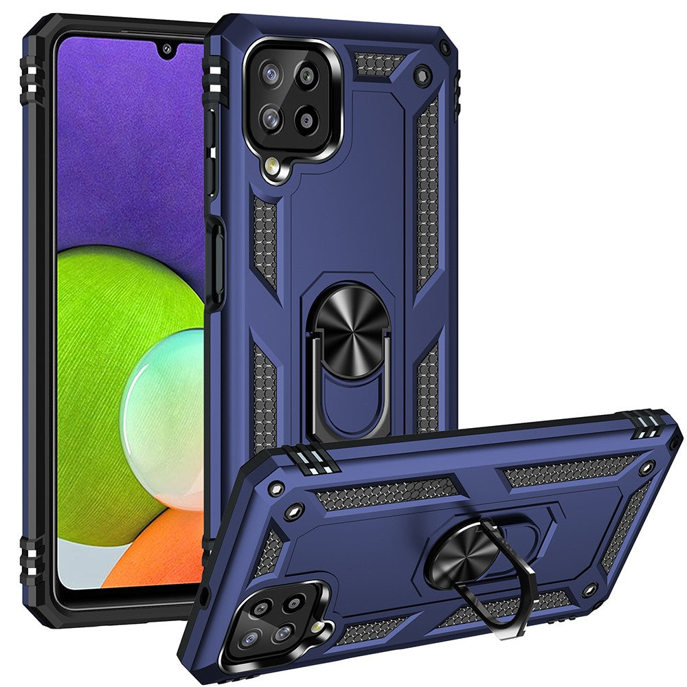 PC + TPU Combo Hybrid Phone Shell Drop-resistant Cover with Ring Kickstand for Samsung Galaxy A22 4G (EU Version)