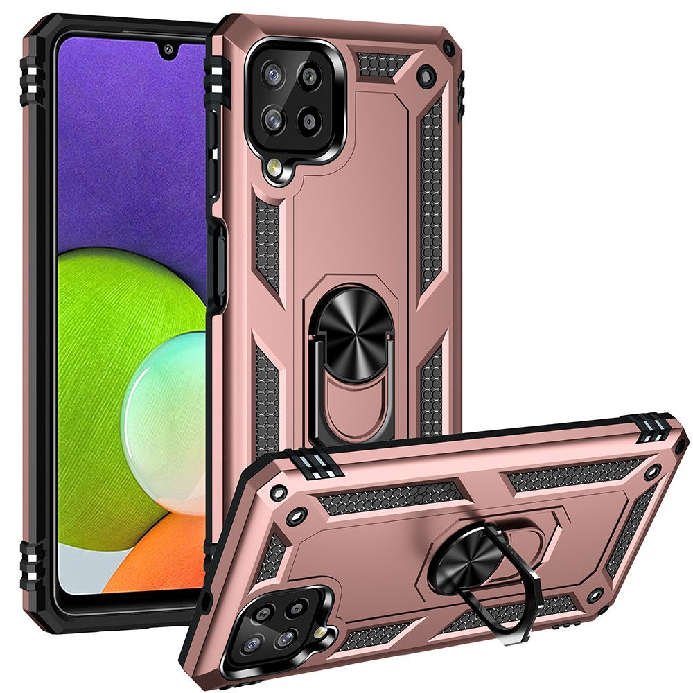 PC + TPU Combo Hybrid Phone Shell Drop-resistant Cover with Ring Kickstand for Samsung Galaxy A22 4G (EU Version)