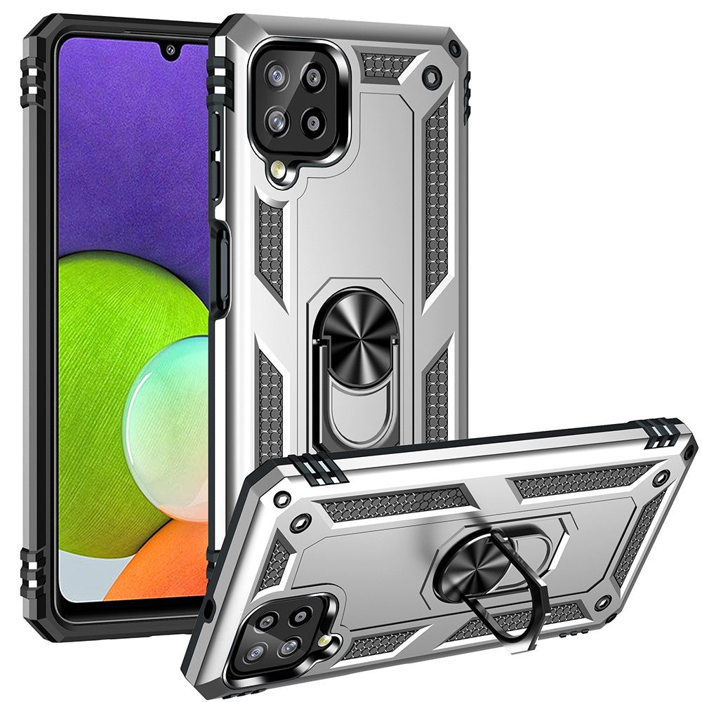 PC + TPU Combo Hybrid Phone Shell Drop-resistant Cover with Ring Kickstand for Samsung Galaxy A22 4G (EU Version)