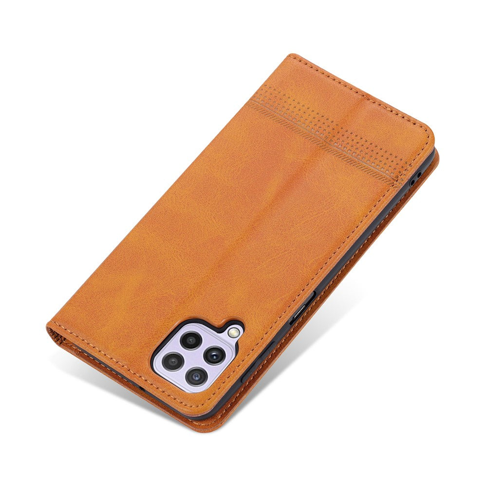 AZNS Premium PU Leather Auto-absorbed Magnetic Closure Stand Function Wallet Flip Cover for Samsung Galaxy A22 4G (EU Version)