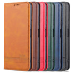 AZNS Premium PU Leather Auto-absorbed Magnetic Closure Stand Function Wallet Flip Cover for Samsung Galaxy A22 4G (EU Version)