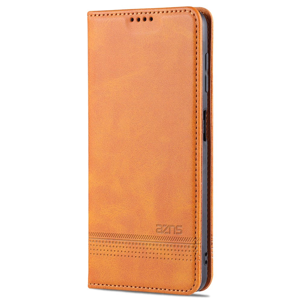 AZNS Premium PU Leather Auto-absorbed Magnetic Closure Stand Function Wallet Flip Cover for Samsung Galaxy A22 4G (EU Version)