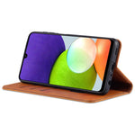 AZNS Premium PU Leather Auto-absorbed Magnetic Closure Stand Function Wallet Flip Cover for Samsung Galaxy A22 4G (EU Version)